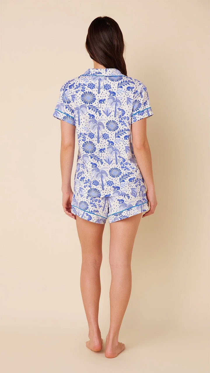 Cat's Pajamas Palmera White short loungewear set with a relaxed fit and soft fabric, perfect for comfortable home wear.