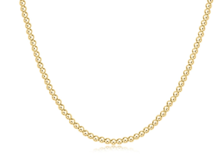 17" Choker Classic Gold 3mm Bead Necklace