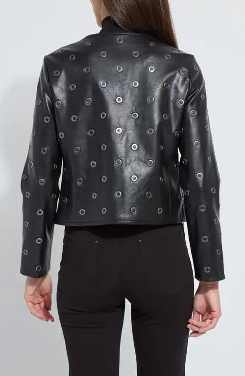 Grommet Faux Leather Jacket