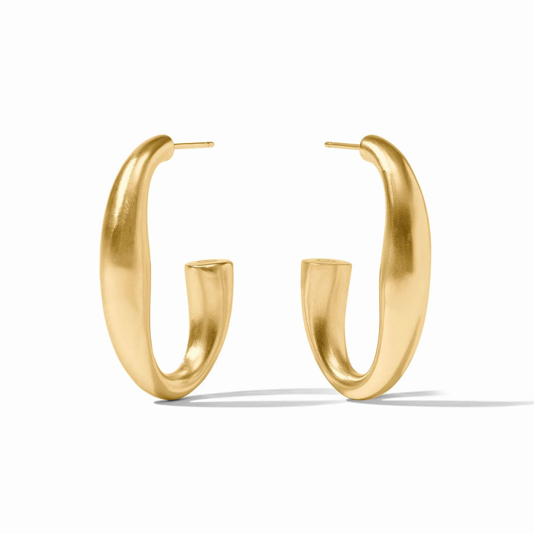 Julie Vos Laguna Hoop Earring, gold-toned accessories featuring large hoop design and intricate detailing on the surface.