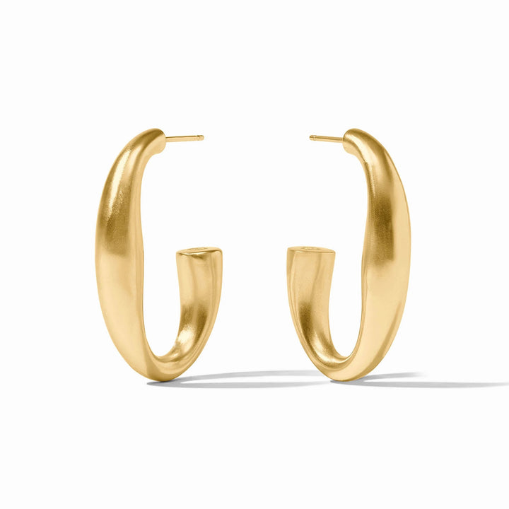Julie Vos Laguna Hoop Earring, gold-toned accessories featuring large hoop design and intricate detailing on the surface.