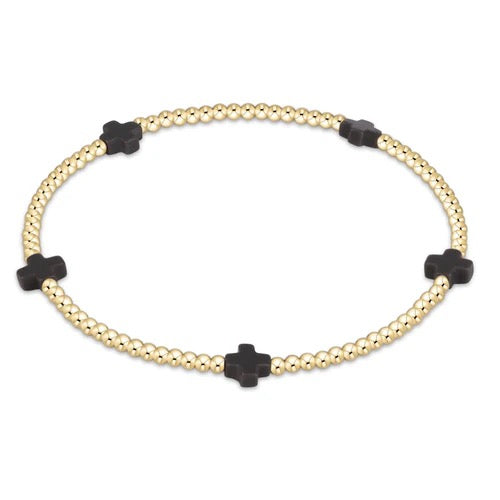 Signature Cross Small Gold Pattern 2MM Bead Bracelet