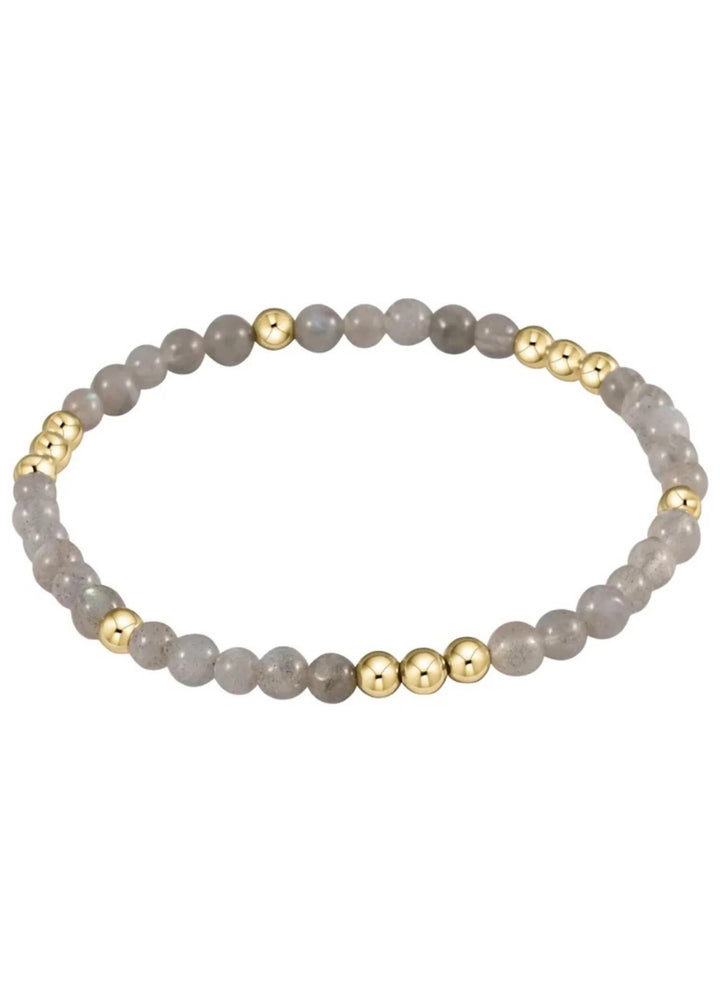 Worthy Pattern Gemstone & Gold Bead 3MM Bracelet