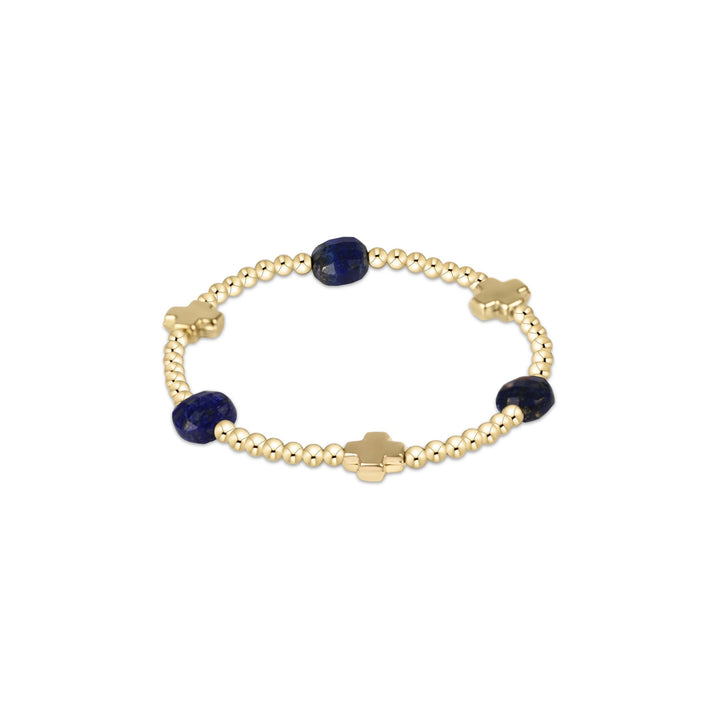 Signature Cross Admire Gold Pattern 3MM Bead Bracelet with Gemstone