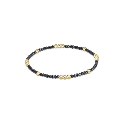 Worthy Pattern Gemstone & Gold Bead 2MM Bracelet