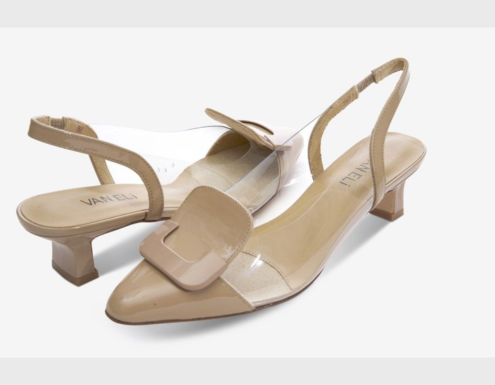 Vaneli Tamira light taupe sandal with strappy design, open toe, and ankle strap, positioned on a neutral background.