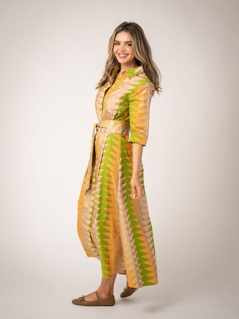 Beau and Ro Eloise Bagru Triangle Dress featuring traditional triangle print, lightweight fabric, and a stylish casual design.