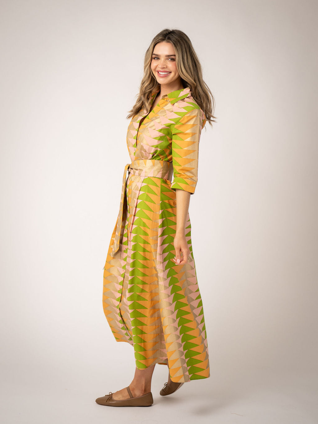Beau and Ro Eloise Bagru Triangle Dress featuring traditional triangle print, lightweight fabric, and a stylish casual design.