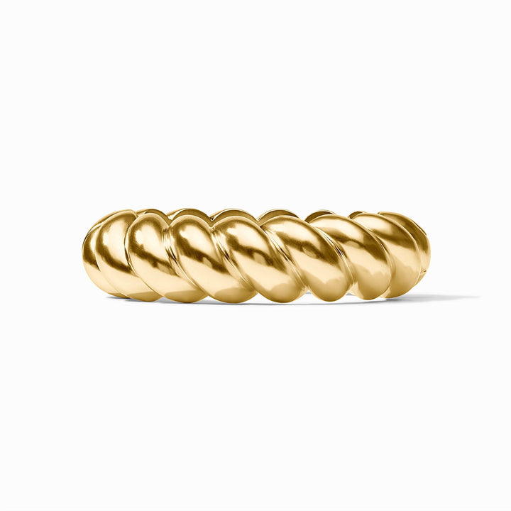Julie Vos Ravello Statement Hinge Bangle in gold, showcasing a stylish, elegant accessory with a polished finish.