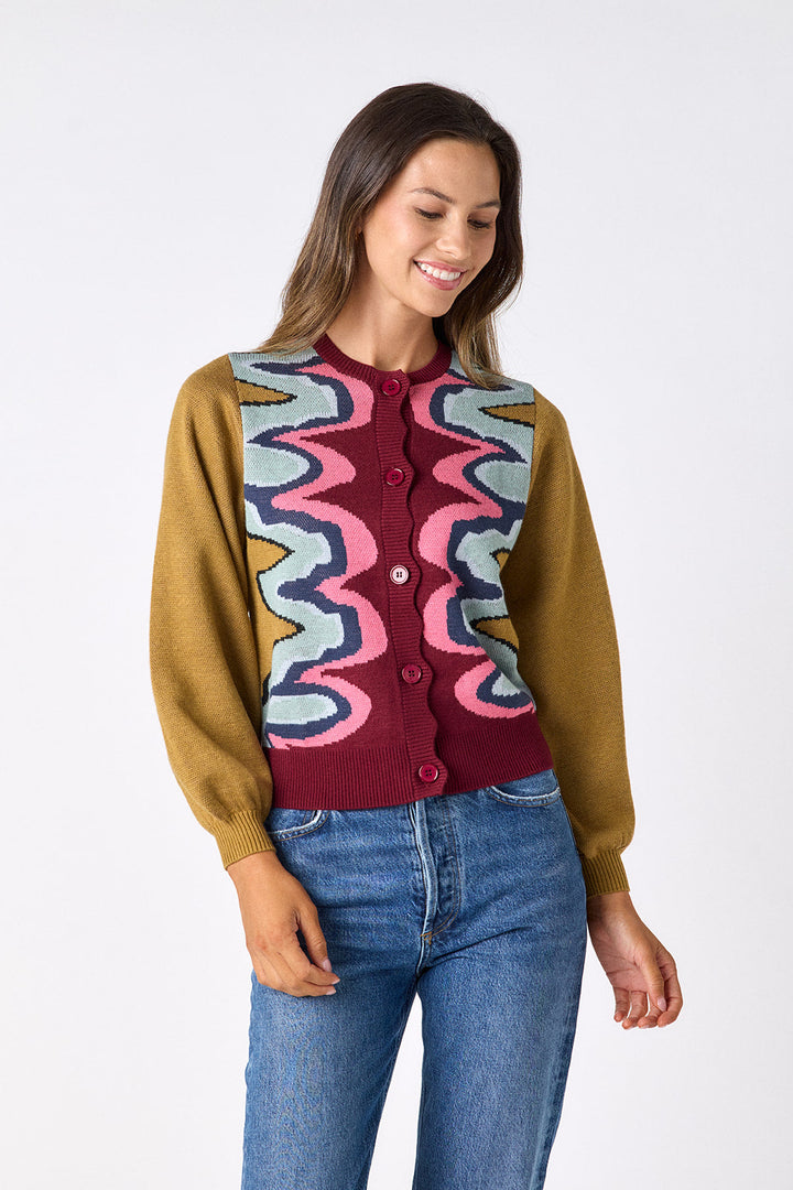 Crosby by Mollie Burch Serpentine cardigan, lightweight knit top in green with a relaxed fit and open front design.