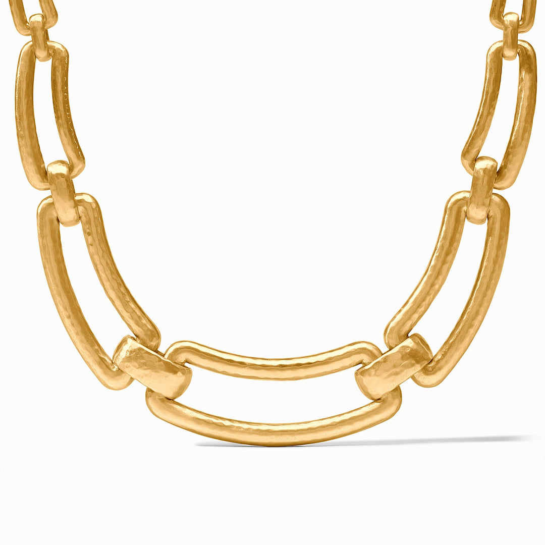Julie Vos Sahara collar necklace in gold, featuring layered chain design, styled as a fashionable accessory for women.