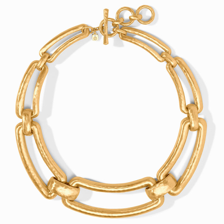 Gold overhead view of Julie Vos Sahara Collar Necklace showcasing its elegant, layered design and intricate jewelry details.
