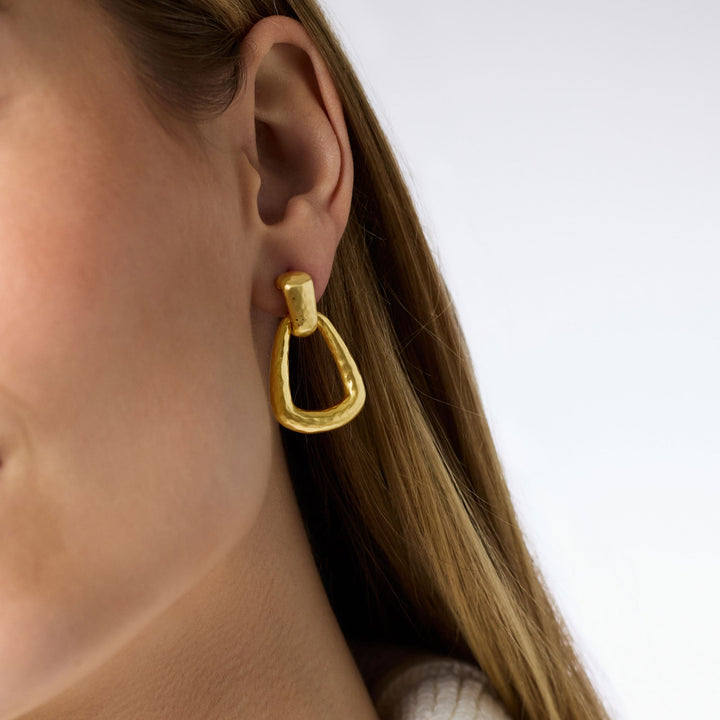 Gold Sahara Demi Doorknocker Earring by Julie Vos featuring a bold, circular design perfect for stylish accessories.