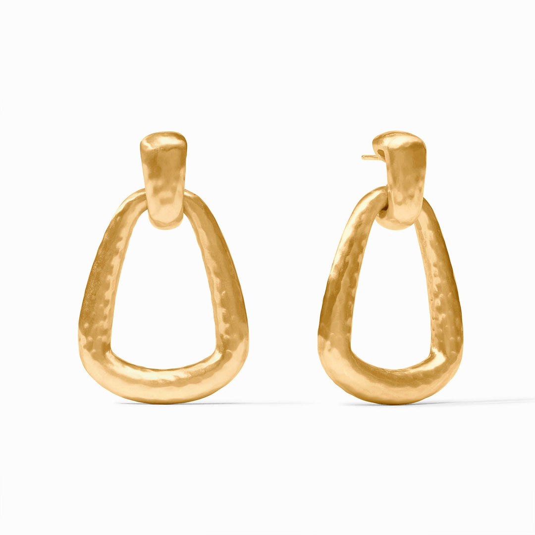 Gold Sahara Doorknocker Earring by Julie Vos, stylish accessory with bold, rounded design and intricate detailing.