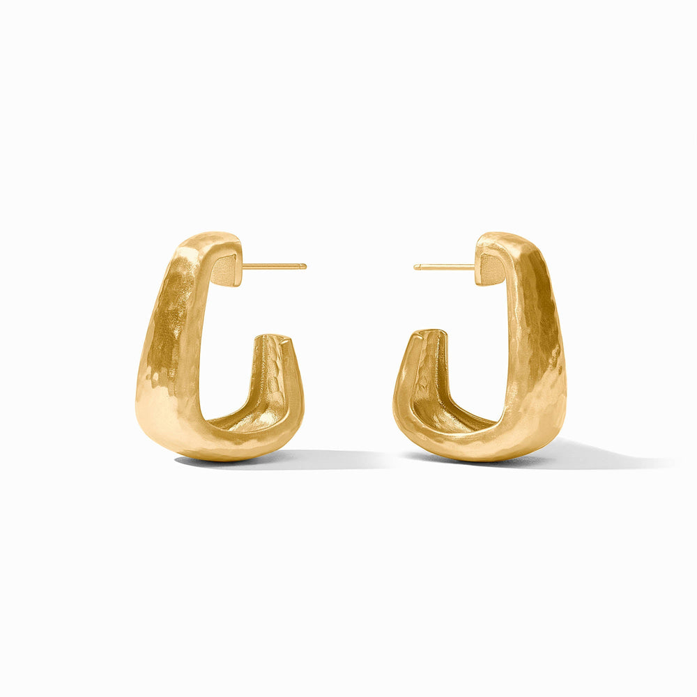 Gold Sahara Hoop earrings by Julie Vos, stylish accessories with a polished hoop design, showcased on a neutral background.