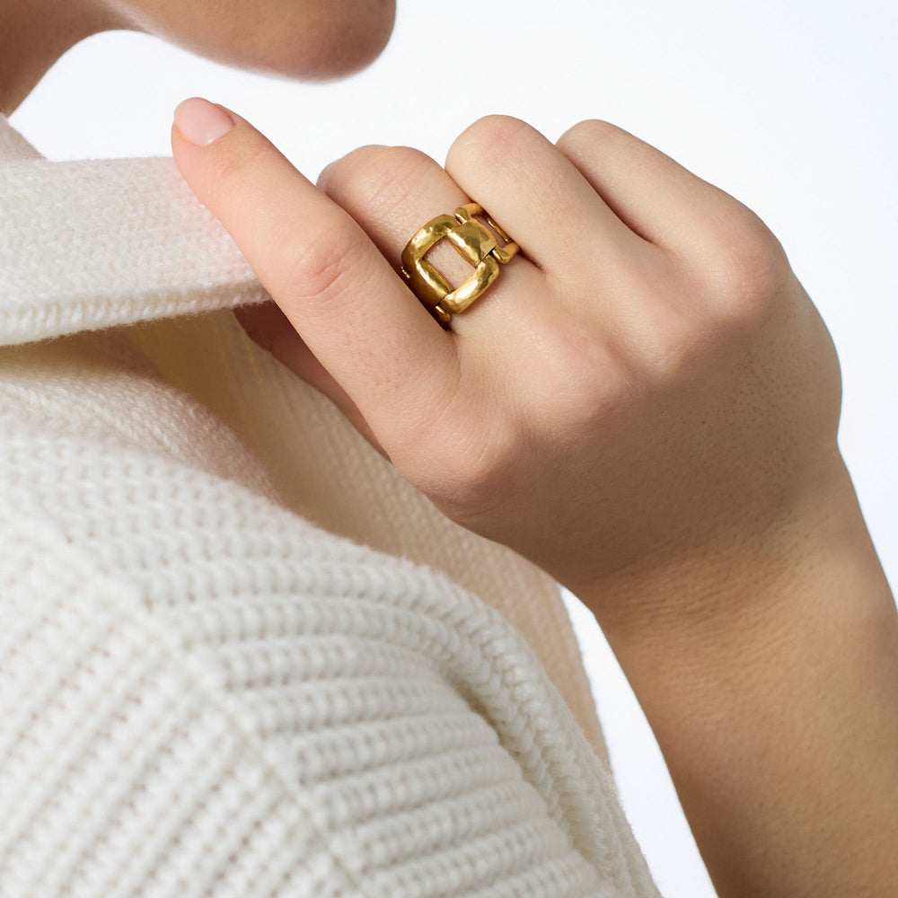 Gold Sahara Ring by Julie Vos, a stylish accessories piece featuring a bold, textured design on a sleek gold band.