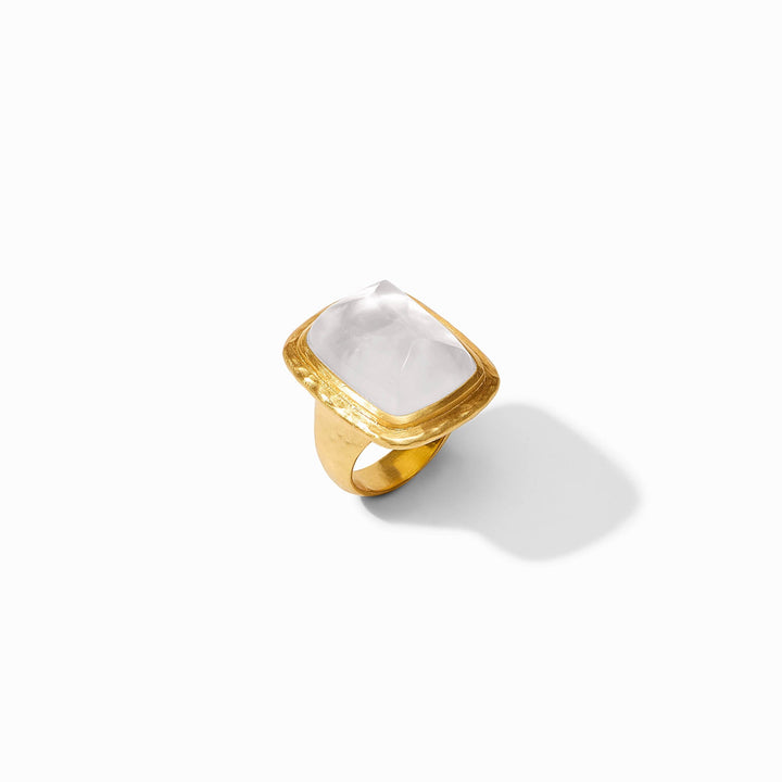 Julie Vos Sahara Stone ring with iridescent clear crystal, showcasing a stylish accessories piece with a polished, elegant design.