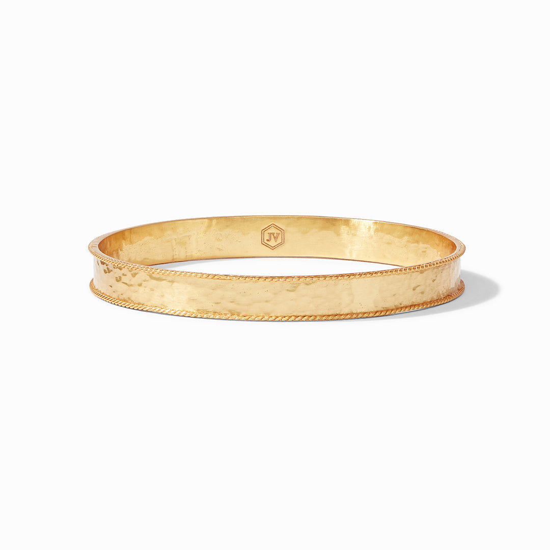 Julie Vos Savoy Bangle in gold, lightly hammered with twisted wire detail.