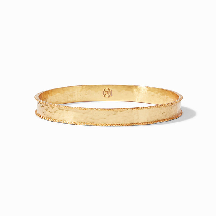 Julie Vos Savoy Bangle in gold, lightly hammered with twisted wire detail.