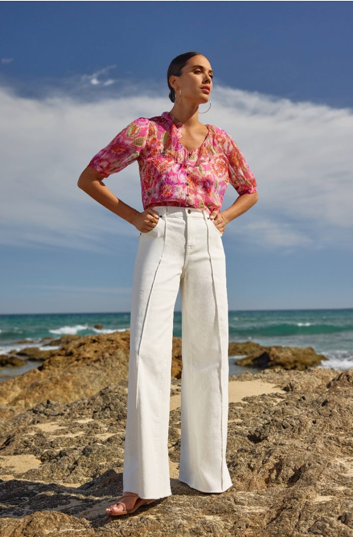 Braided Wide Leg Jean