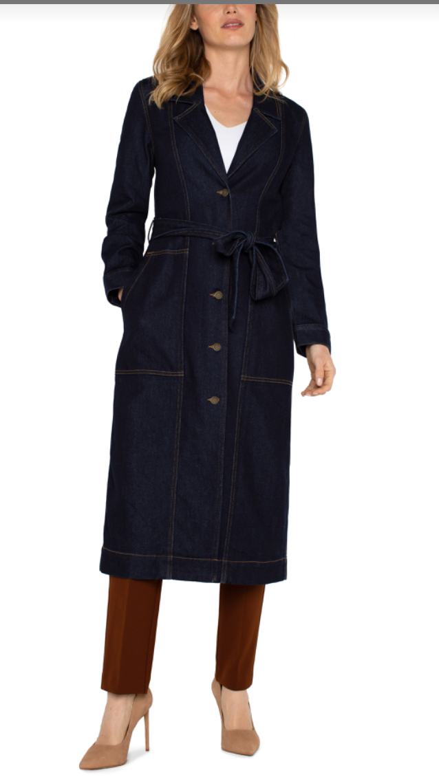 Notch Collar Duster Coat / Dress