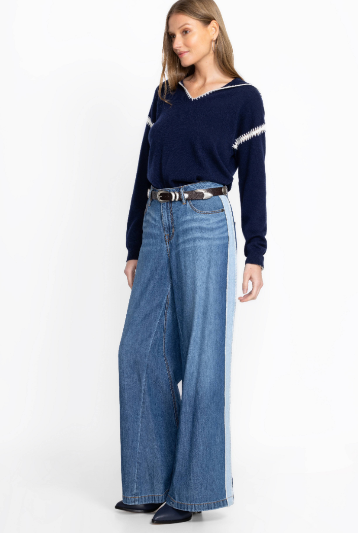 Blanket Stitch Wide-Leg Jean