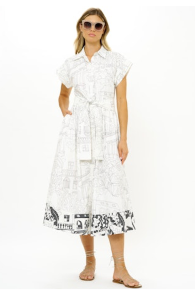 Roman Belted Shirtdress