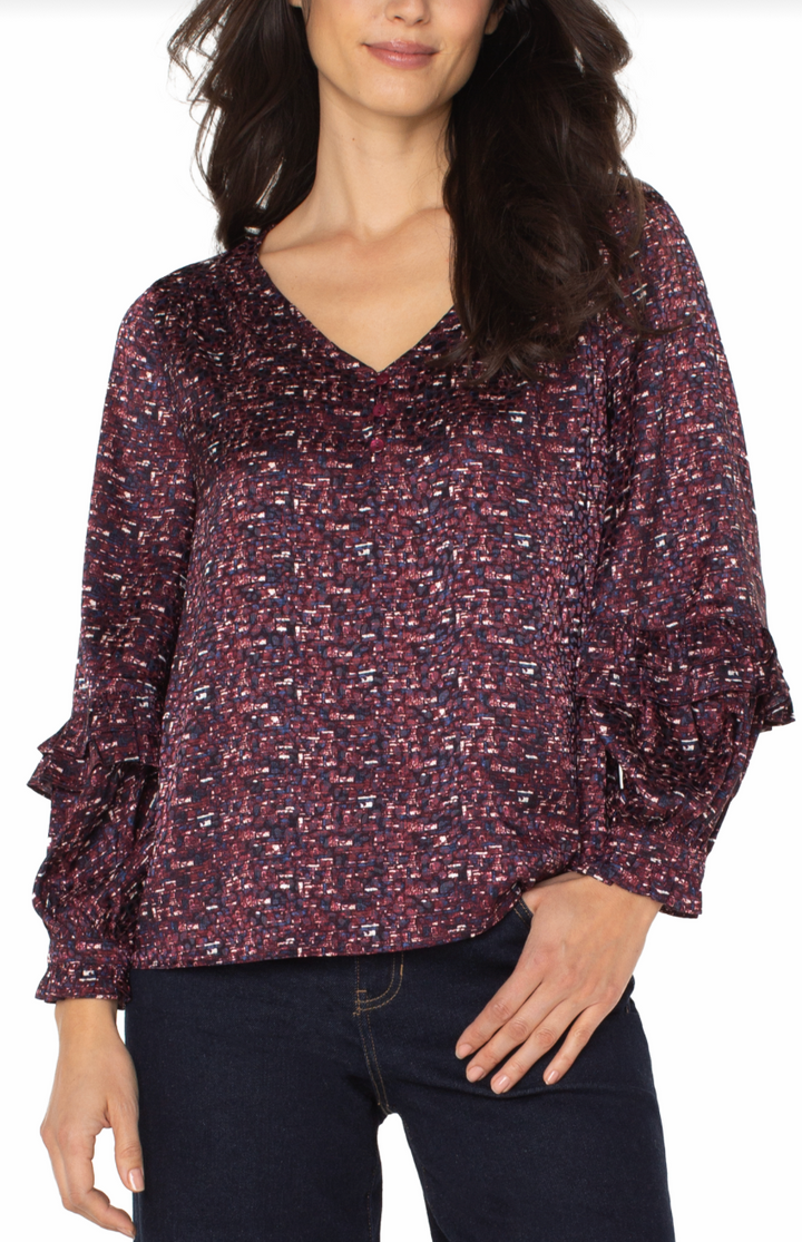 Ruffled Ballon Sleeve Blouse