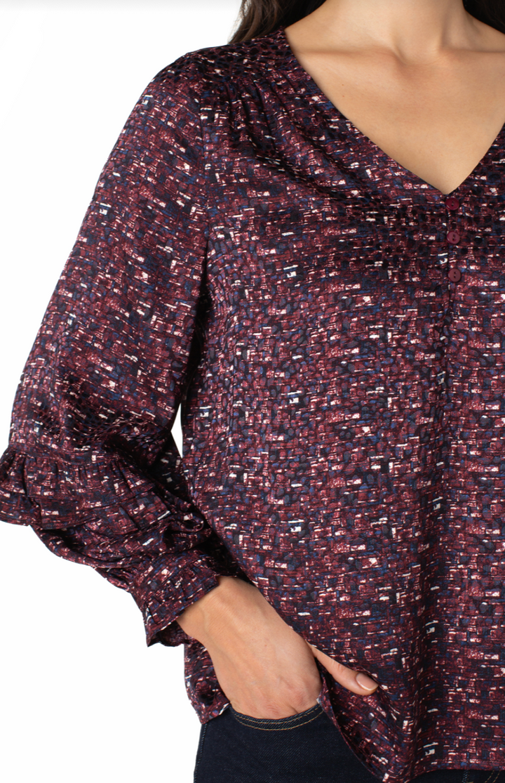 Ruffled Ballon Sleeve Blouse