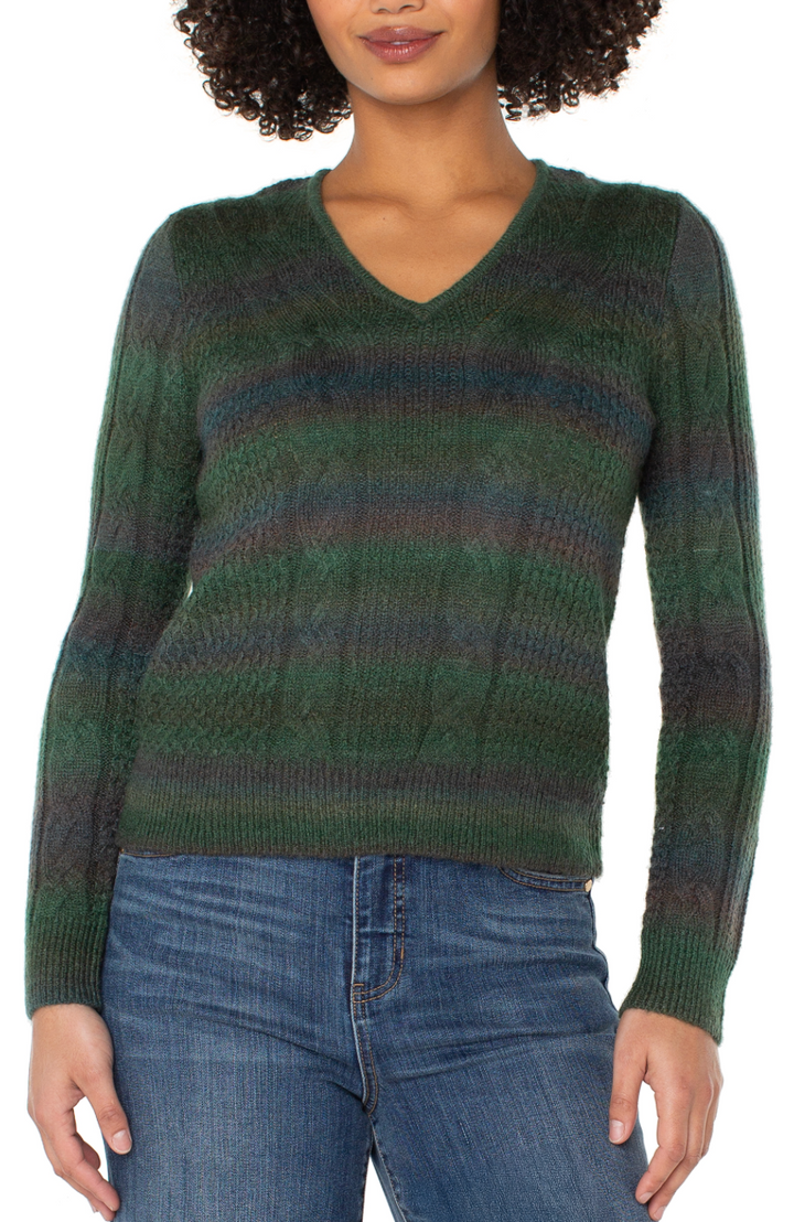 Stripe Dye V-Neck Sweater