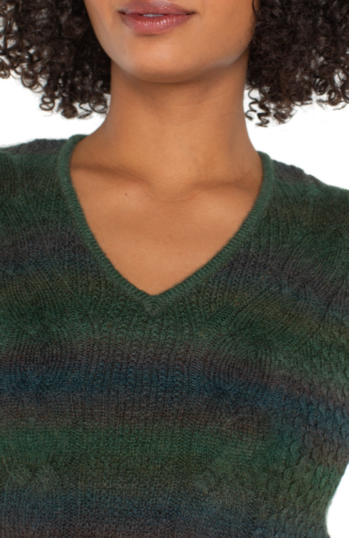 Stripe Dye V-Neck Sweater