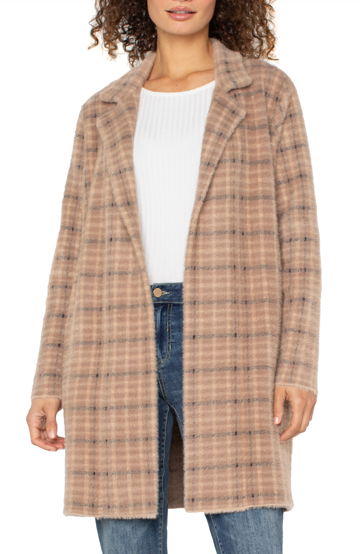 Plaid Open Front Cardigan