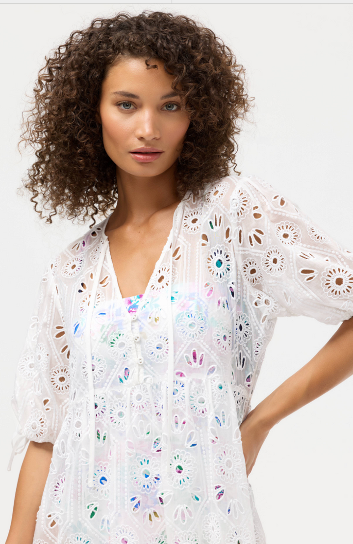 White Eyelet Tiered Maxi Dress