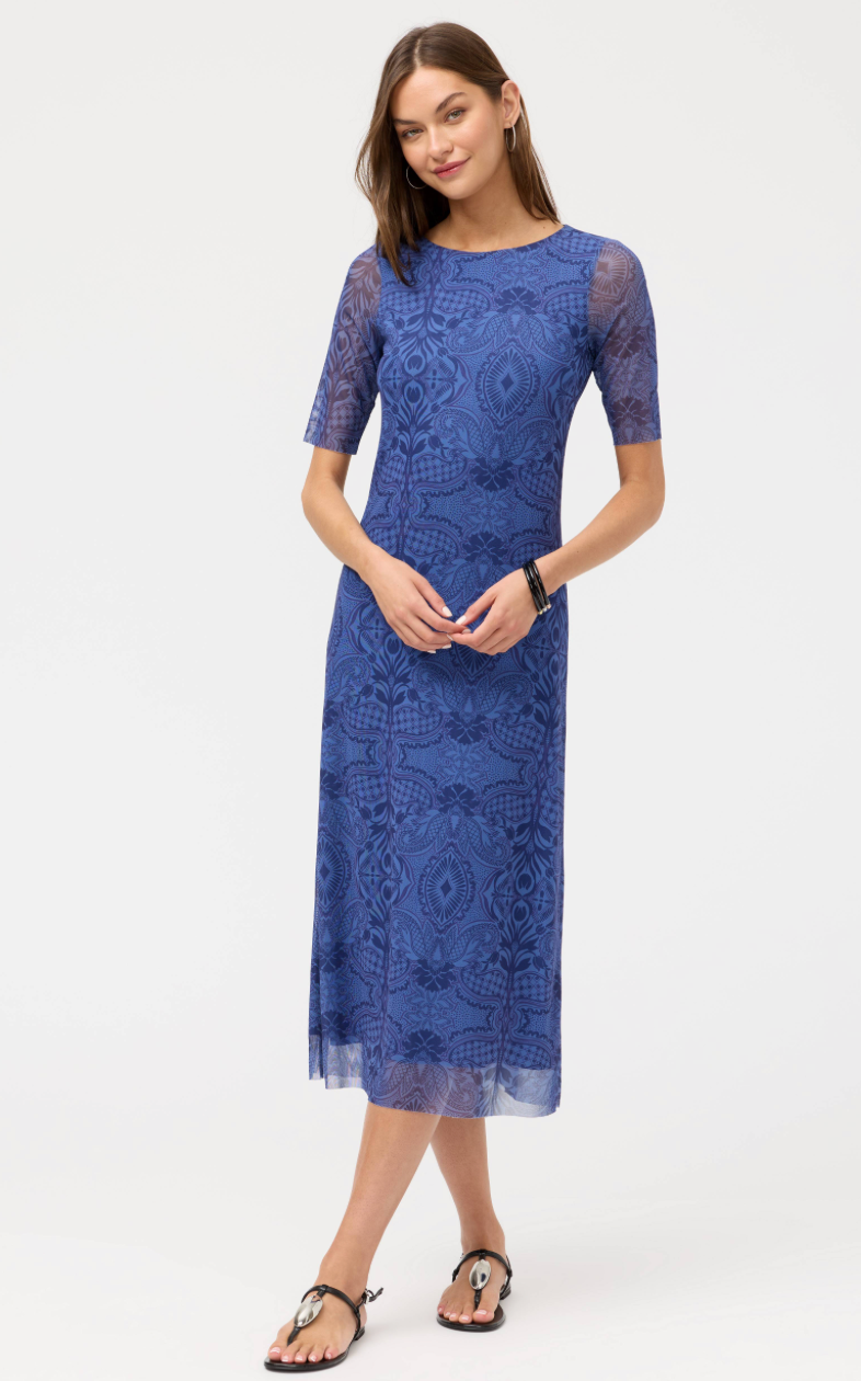 Katina Mesh 3/4 Midi-dress