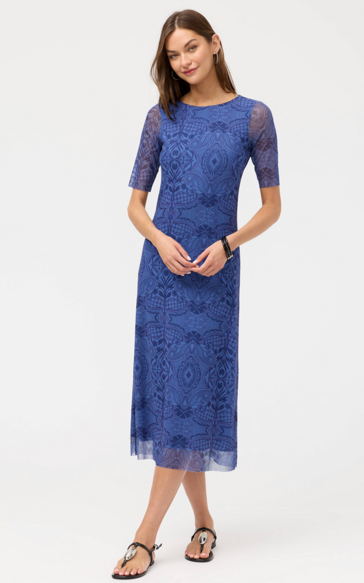 Katina Mesh 3/4 Midi-dress