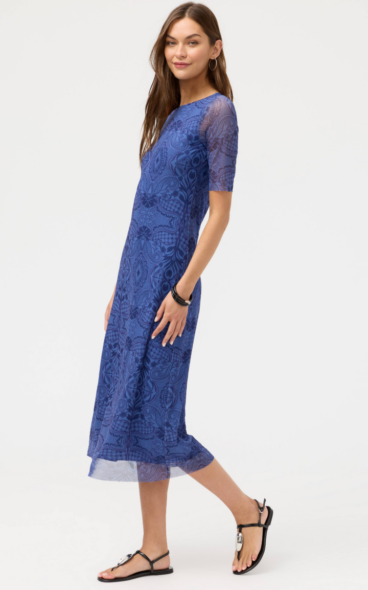 Katina Mesh 3/4 Midi-dress