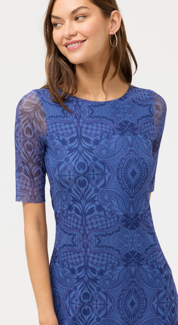 Katina Mesh 3/4 Midi-dress