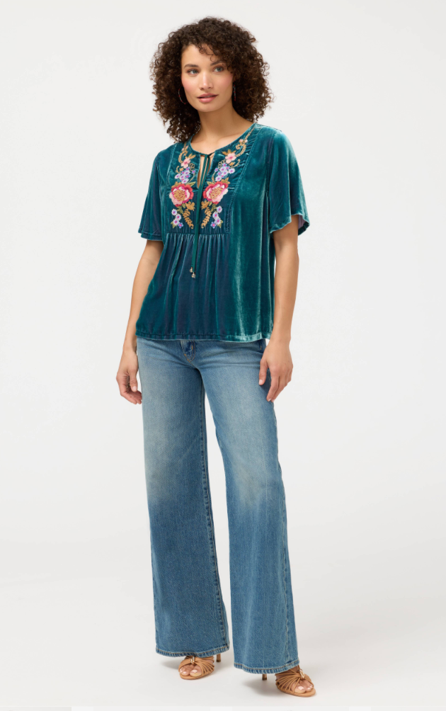 Velvet Yoke Blouse - Aerus