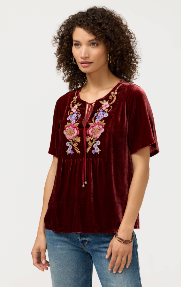 Velvet Yoke Blouse - Aerus