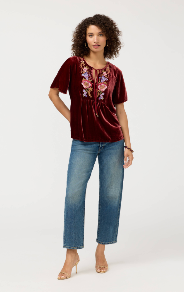 Velvet Yoke Blouse - Aerus