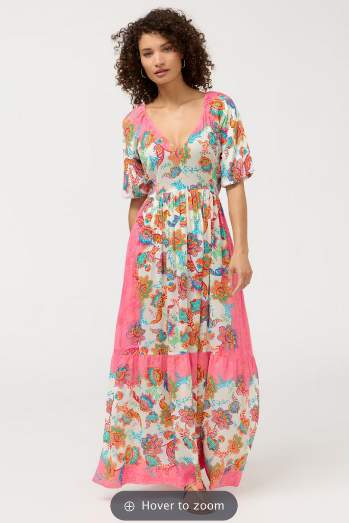 Roisin V-neck Maxi Dress | Floral| Johnny Was