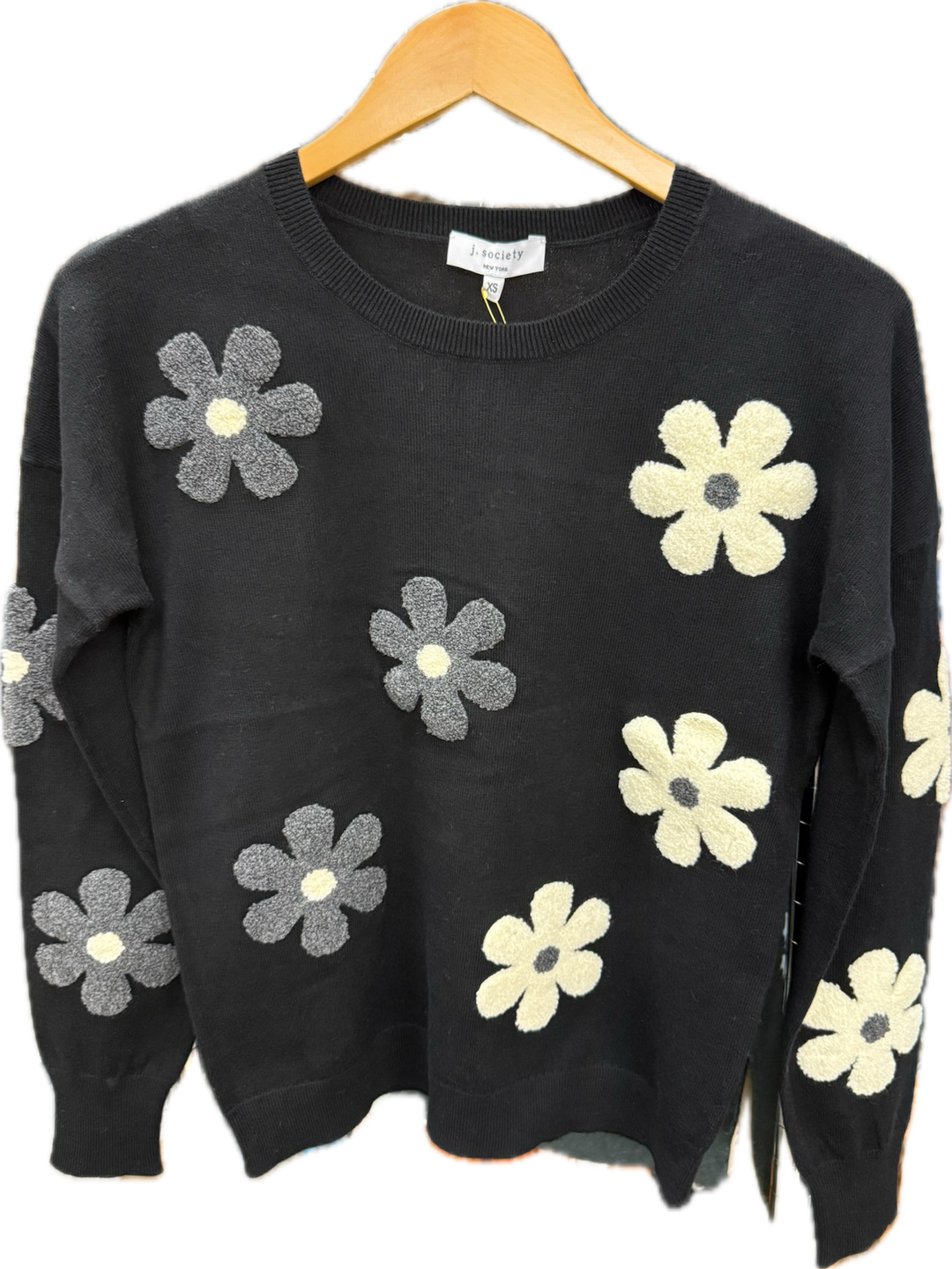 Flower Crew Black Sweater