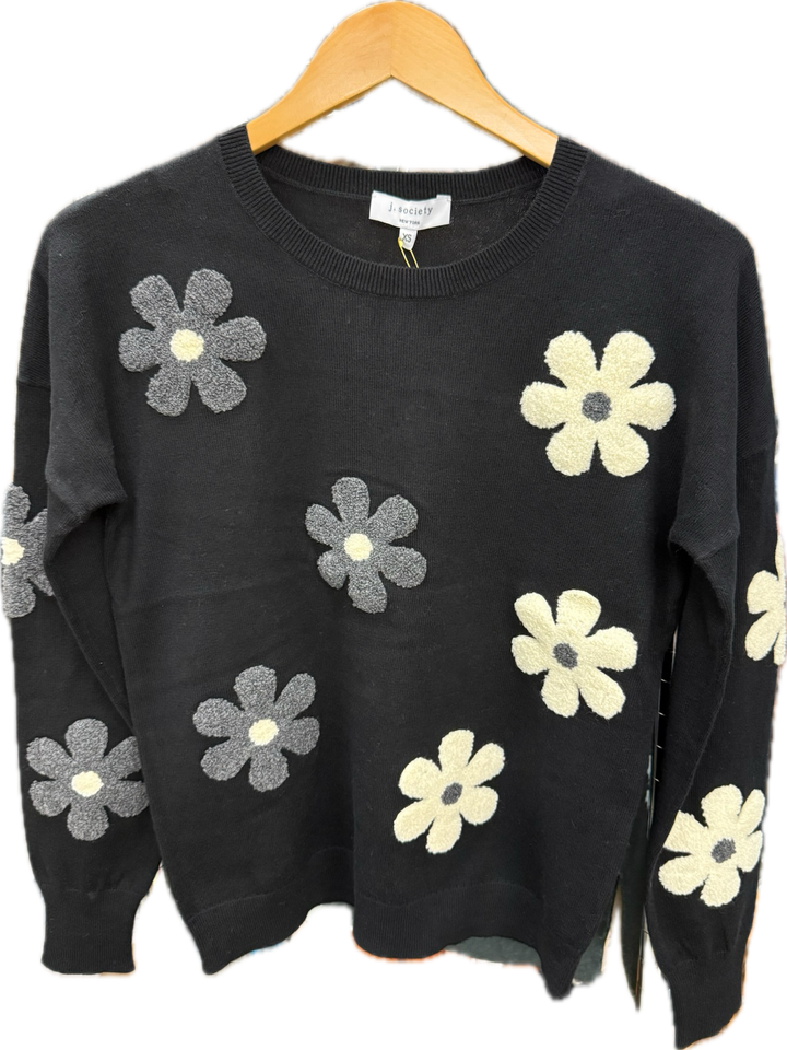 Flower Crew Black Sweater