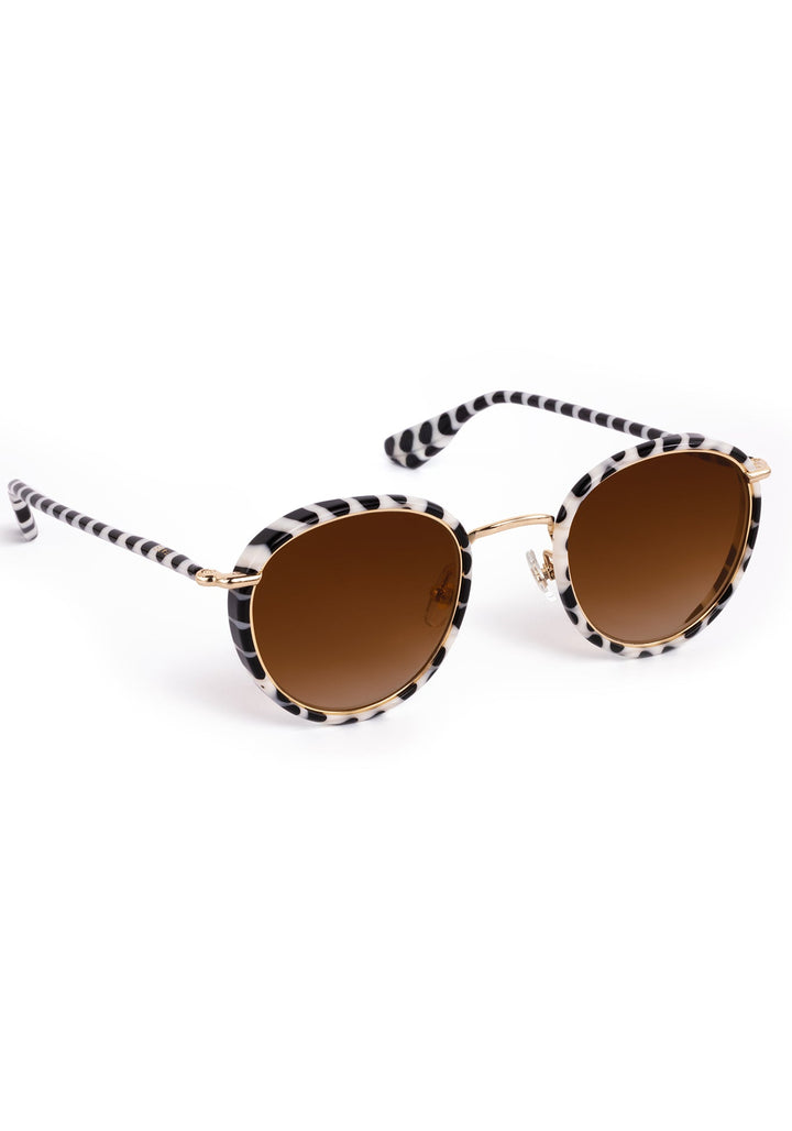 KREWE Tate Domino round sunglasses, three-quarter view