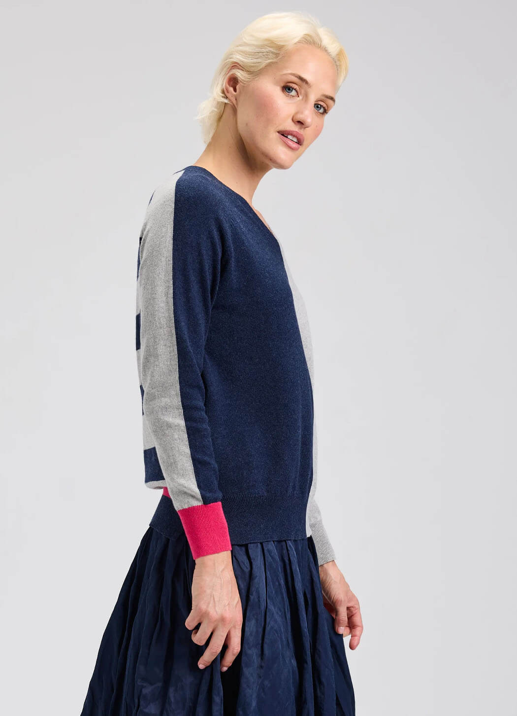 Split Dark Denim Sweater