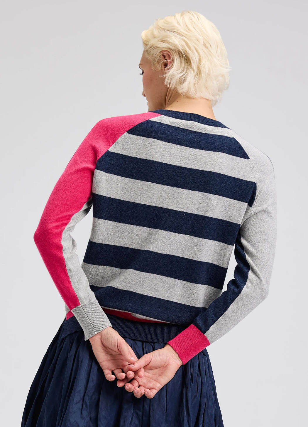 Split Dark Denim Sweater