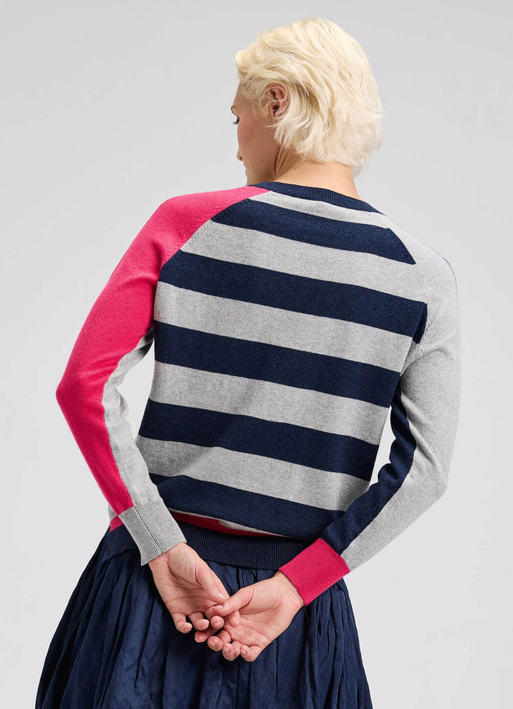Split Dark Denim Sweater