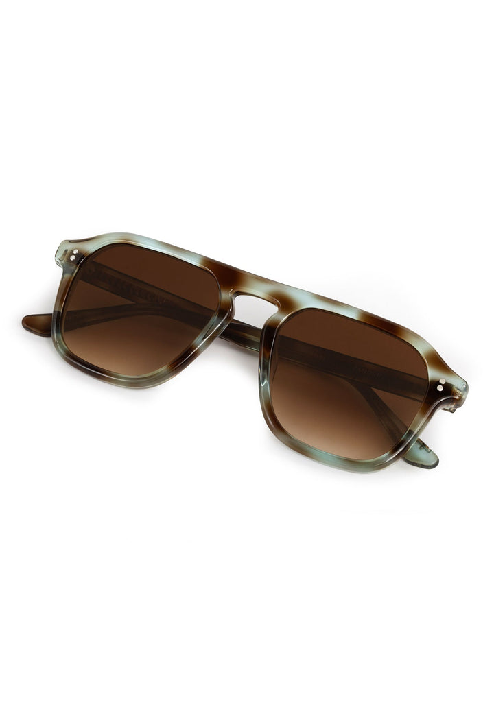 KREWE Zander aquamarine tortoise sunglasses, folded side view
