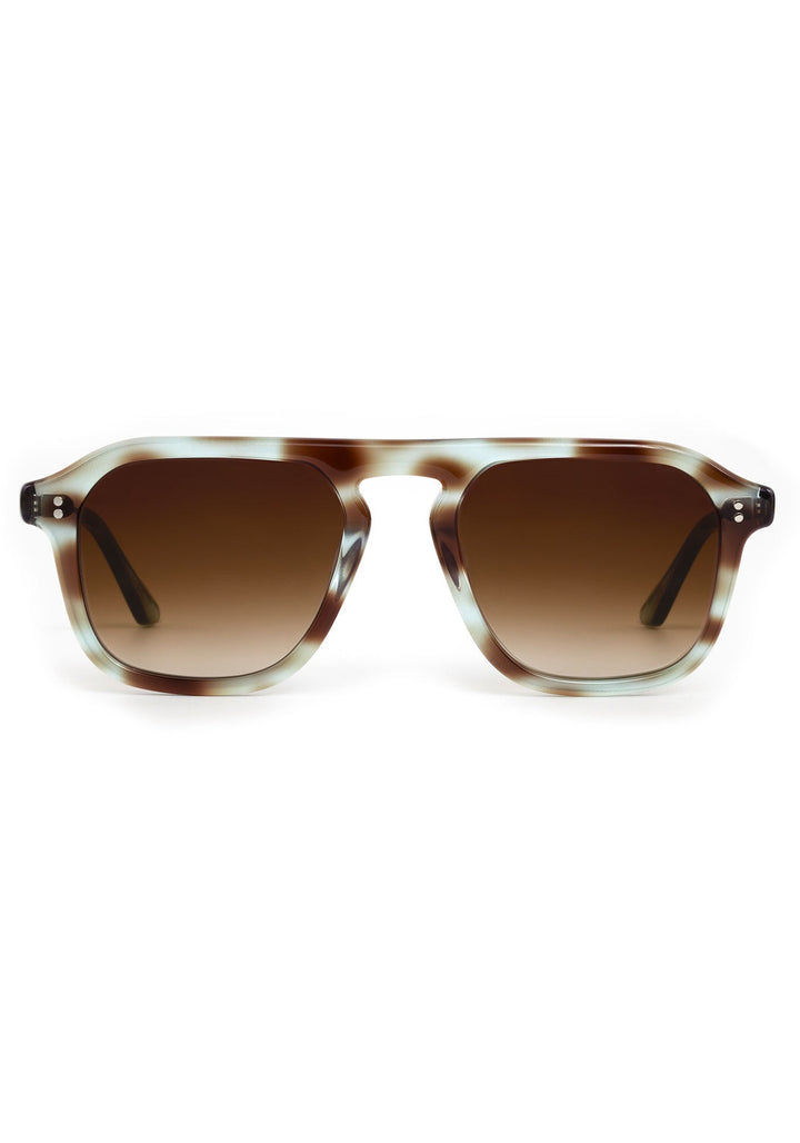 KREWE Zander sunglasses in aquamarine tortoise acetate, front view