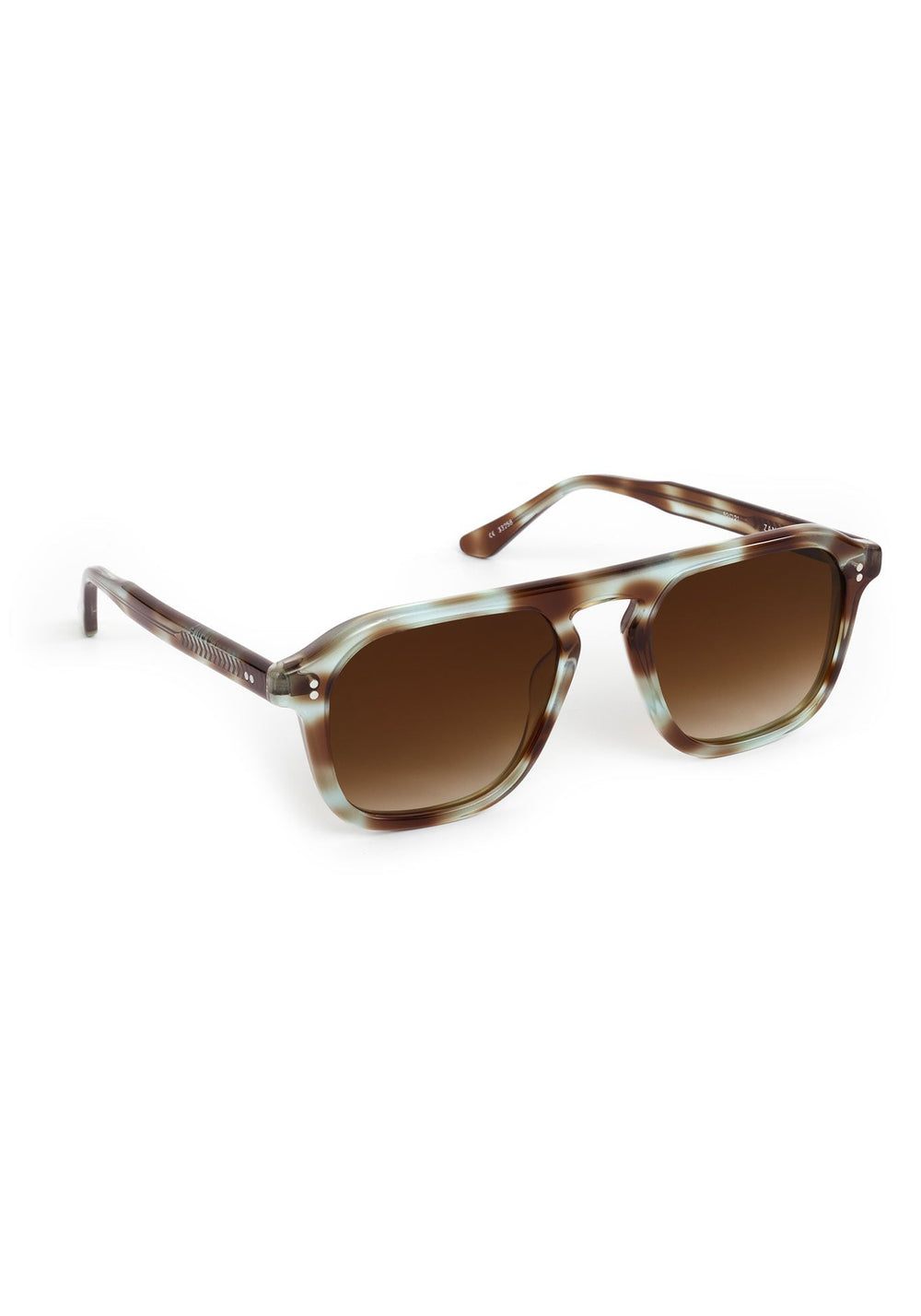 KREWE Zander aquamarine tortoise aviator sunglasses, three-quarter view